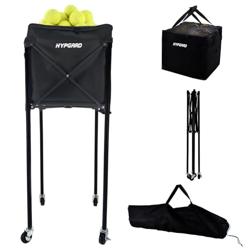 Pickleball & Tennis Ball Hopper, Sports Balls Teaching Cart, Portable Lightweight Softball Caddy, Large Capacity Baseball Basket Carrier for Training - color: Hopper with Bag