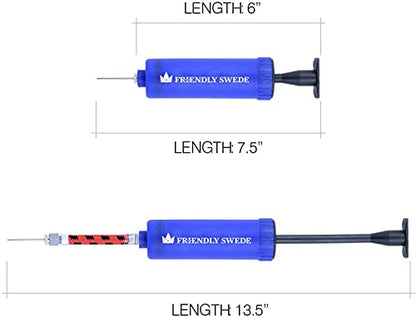 The Friendly Swede Ball Pump for Sports Balls — Hand Air Pump Including Needles and Nozzles - Built-in Needle Storage & Flexible Hose - Suitable for Basketball, Soccer, Volleyball - Multipack