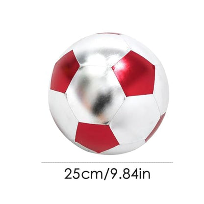 Inflatable Soft Football, Simulation Soccer Ball, 9.84 Inches Beach Toy with Leakproof, Elastic PVC Spheres, Indoor Play Toy with Bounce Design, Blow Up Football for Outdoor Use - color: Cloth Red