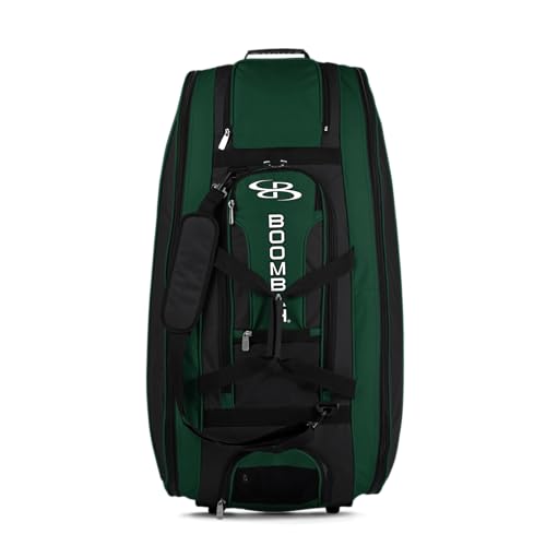 Boombah Beast Rolling Bat Bag - Multiple Color Options - Holds 8 Bats, Glove and Shoe Compartments - color: Black/Dark Green