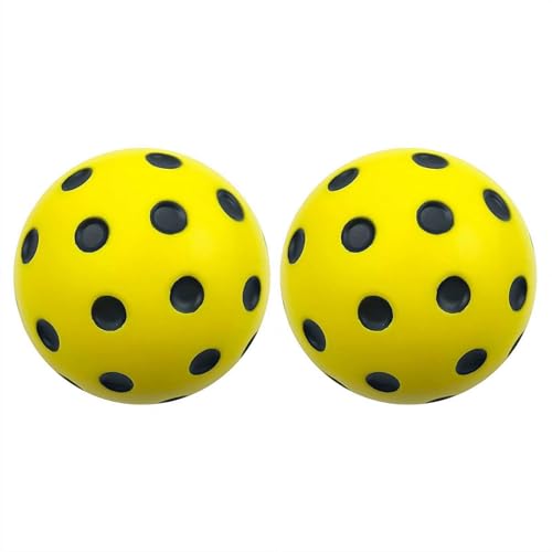 2 Pack Quiet Pickleball Balls, PU Foam Practice Balls for Indoor Outdoor Use, Noise Reducing High Elasticity Trainin Ball is A Soft Pickleballs Set for Beginners Seniors - color: Yellow