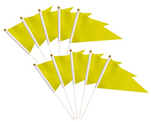 50 Pack Yellow Pennant Small Mini Flags On Sticks,Hand Held Solid Yellow Pennant DIY Graffiti Flag,Party Events Celebration,School,Grand Opening,Kids Birthday,Sports Clubs,Flower Pot - color: yellow