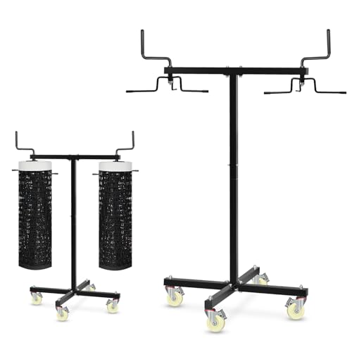 Movable Sports Net Storage Rack with Lockable Wheels, Heavy-Duty Holder for Volleyball, Tennis, Pickleball, Badminton Nets, Space-Saving Support Rack with Swivel Handle & Dust Covers - style: Holds 2 Nets