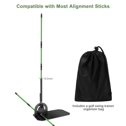 Golf Alignment Stick Holder with Holder Angle Plate,Professional Swing Trainer,Golf Swing Plane Trainer Aid for Aiming Putting Swing,Golf Teaching, Multi-Functional for All Levels of Golfer