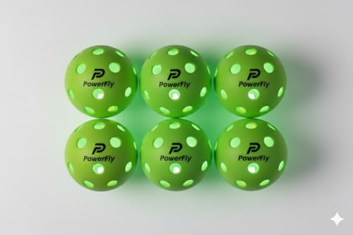 PowerFly Outdoor LED Pickleball Balls, High Visibility, 6 Pack - color: Green