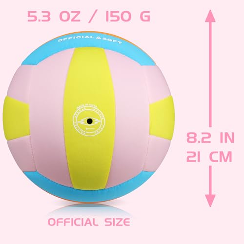 Soft Volleyball, Soft and Delicate to The Touch, Not Easy to Pill, Official Standard Size, Safe and Quiet, Perfect Choice for Family Training, Games and Gifts of All Ages - color: Double Pink