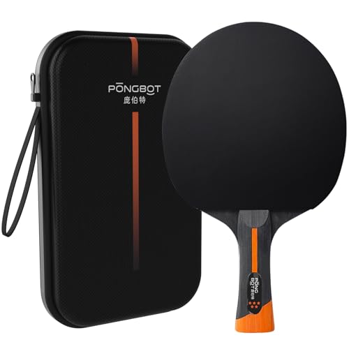 PONGBOT Five-Star Ping Pong Paddle, Professional Level Table Tennis Racket with Hard Case, Carbon Fiber, 7-Ply Blade, Premium Rubber, for Competitive Tournaments and Serious Players