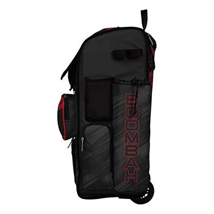 Boombah Rolling Superpack Scratch Baseball/Softball Gear Bag - 23-1/2" x 13-1/2" x 9-1/2" - Multiple Colors - Telescopic Handle and Holds 4 Bats - Wheeled Version - color: Black/Red