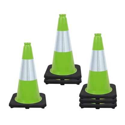 6 Pack Green 18 Inch Black Base Traffic Cones for Vehicle Maneuvering Practice, Driving Training, Lane Marking & Safety Warning (6, Green, 18 Inch) - color: Green, size: 18 Inch