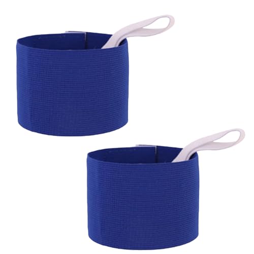 2Pcs Blue Adult Squad Armbands Elastic Non-Slip Adjustable Arm Band Neon Colored Adhesive Armband Wrist Sweatbands, for Soccer Football Training Team Sports Wrist Bands, Football Hand and Arm Pads
