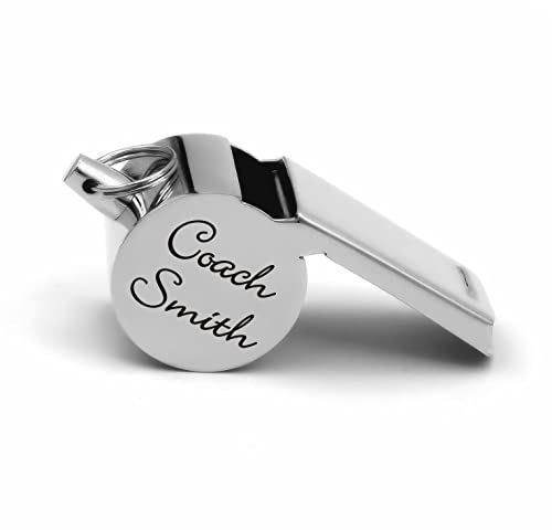 Personalized Silver Coach Whistle with Lanyard Custom Engraved Free - Referee or Sports Gift with Free Engraving - Ships from USA