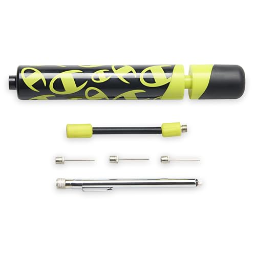 Champion Replacement Ball Pump with Metal Inflation Replacement Needles for Sports Balls with Compact Case, Compatible with Most Pumps for Basketball, Soccer, Football, Volleyball & Yoga Balls - color: Evening Primrose/Black, style: Dual Action