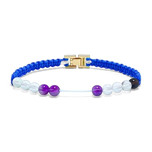 Watch Clasp Golf Stroke Counter Bracelet | Handmade Jewelry Durable Military Paracord | Scorekeeper Accessory for Golfers | 10 Color-Coded and 6mm Crystal Beads | Unique Holiday Gift for Men Women - color: Blue(7.5 In/Suitable for Men or Women)