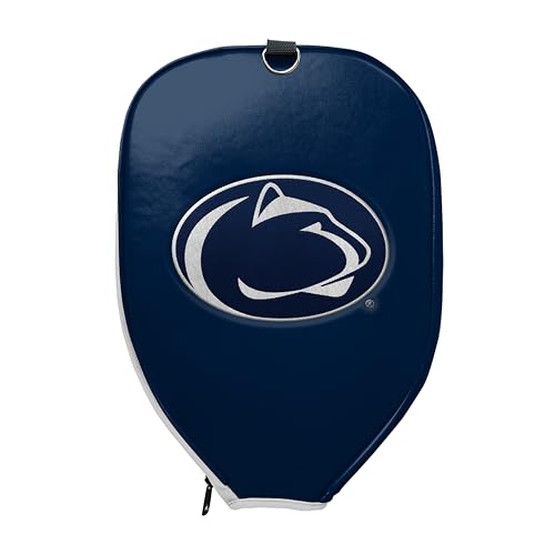 Officially Licensed Collegiate Pickleball Paddle Cover - Lightweight PU Leather Material - Durable Foam Interior Protection with Zippered Closure - Fits Most Paddles on the Market - color: Penn State