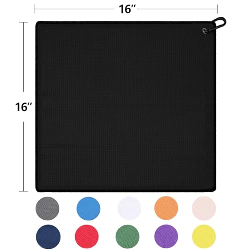 ATTRACTIVE Golf Towels, Microfiber Waffle Pattern Towels - Golf Club Brush with Cleaning (2 Gray Towel+Black Brush) - color: Gray