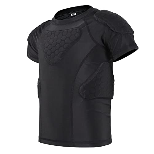 Youth Padded Compression Shirt Rib Protector for Football Protective Gear Baseball Padded Shirt Kid Child Boys