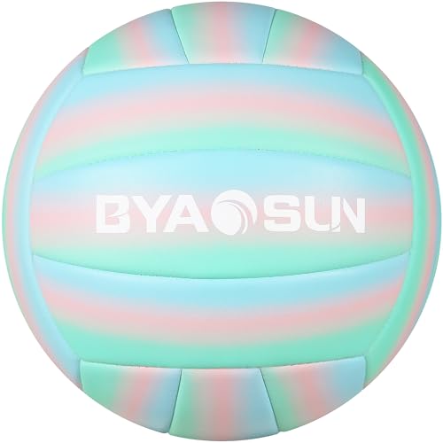 Soft Official Volleyball for Indoor Outdoor Beach, Size 5 Training Volleyball for Beginner Teenager Adult - color: Blue/Green/Pink