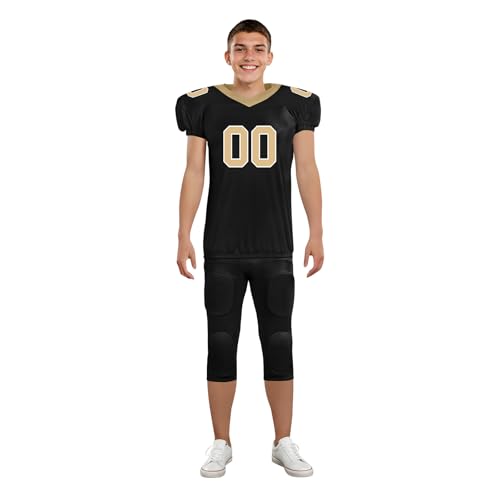 Youth Football Practice Jersey, Custom Blank Kids Practice Football Uniform Sportswear for Boys Training Games - color: Old Gold Black