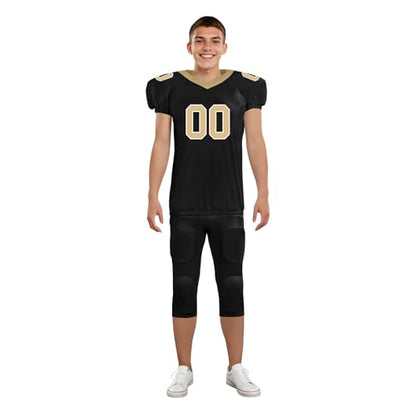 Youth Football Practice Jersey, Custom Blank Kids Practice Football Uniform Sportswear for Boys Training Games - color: Old Gold Black