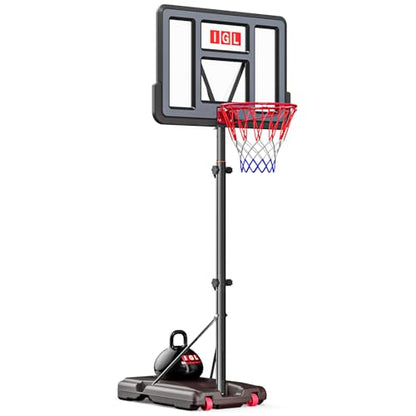 IGL 44" Portable Basketball Hoop Outdoor, 5.6-10FT Adjustable Height, Shatterproof PC Backboard, Fillable Base & Ball Weight - Basketball Goal for Backyard Driveway, Fun for Kids Teens Adults Family