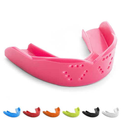 SISU 3D Mouthguard - Pre-Formed, Easy Fit Protection for Lacrosse, Football, Hockey, Team Sports - Remoldable Up to 20 Times - Non Toxic - color: Hot Pink, size: Adult (over 5' tall)