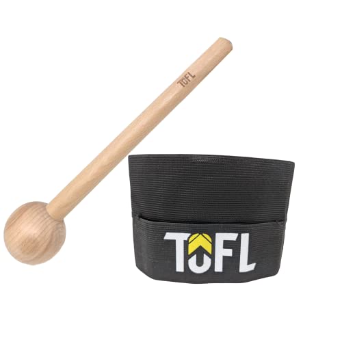 TOFL Baseball Glove Break-in Kit | Wooden Mallet and Elastic Wrap Band for Pocket Formation and Shaping | Hardwood Leather Softening Hammer with Adjustable Strap for Baseball Softball Training Use - color: Black+Mallet