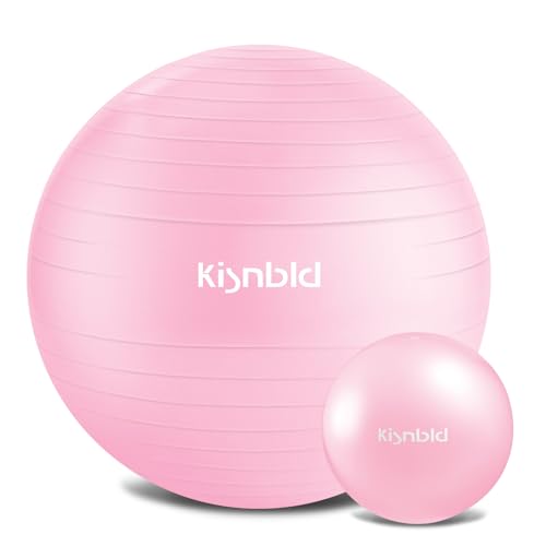 kisnbld Exercise Ball, Extra Thick Yoga Ball for Workout Pregnancy Stability, 4 Sizes Anti-Burst Balance Ball with Foot Pump - Heavy Duty Fitness Ball Chair for Office, Home & Gym - color: Misty Rose, size: XXL,(31-34in,78-85cm)