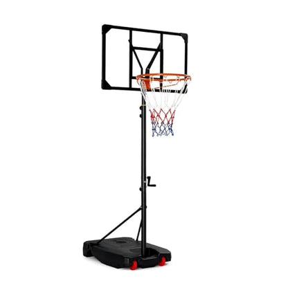 PEXMOR 5.05-8.53FT Portable Basketball Hoop, Adjustable to Any Height Easily, 33" Backboard for Teenagers, with Fillable Base & Wheels, Basketball Goal for Outdoor, Indoor, Backyard, Driveway