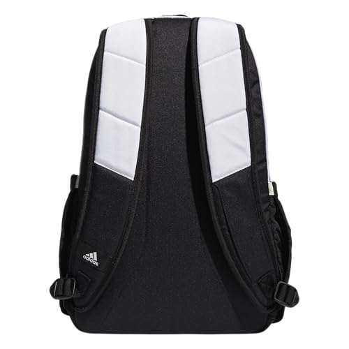 adidas Defender Sports Backpack with Shoe Compartment, Soccer Bag - color: White/Black/Gold Metallic