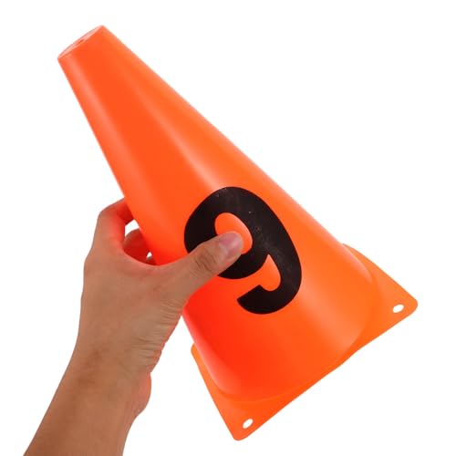 10pcs Soccer Agility Training Cones Set, 23cm Plastic Numbered Spot Markers 0-9 for Football Field Drills and Speed Agility Exercises