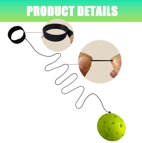 2 PCS Pickleball Trainer,Continuous Rebound Pickleball Drills Enhance Reaction Speed& Hand-Eye Coordination,Solo Practice Ball, Skill Levels,Green (Paddle Not Included)