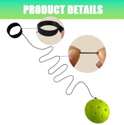 2 PCS Pickleball Trainer,Continuous Rebound Pickleball Drills Enhance Reaction Speed& Hand-Eye Coordination,Solo Practice Ball, Skill Levels,Green (Paddle Not Included)
