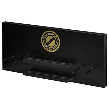 STIGA Ping Pong Storage Wall Rack | Holds Up to 10 Balls and 6 Paddles | Easy Mount for Any Flat Surface - color: Dark