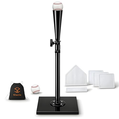 Tee Ball Set with Adjustable Batting Tee 23–37 Inch, Complete Baseball Practice Bundle with 5 Throw Down Bases, 2 Soft Core Balls & Carry Bag