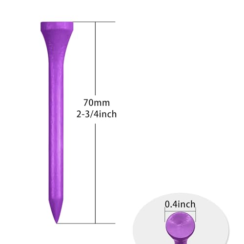 Wooden Golf Tees 3-1/4", 2-3/4", 1-1/2" Available,100 Count (Natural Color, White, Black, Blue, Red, Pink) - color: Purple, size: 2 3/4 inch