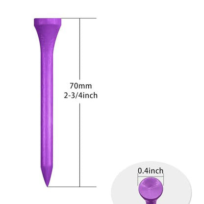 Wooden Golf Tees 3-1/4", 2-3/4", 1-1/2" Available,100 Count (Natural Color, White, Black, Blue, Red, Pink) - color: Purple, size: 2 3/4 inch