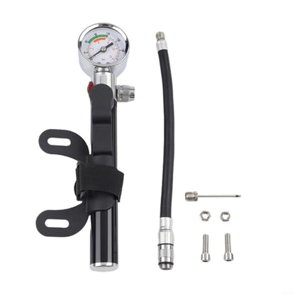 Portable Bike Pump, Aluminum Alloy Tire Inflator with Pressure Gauge, for American and Valves, Basketball Needle Included - size: Bicycle Model