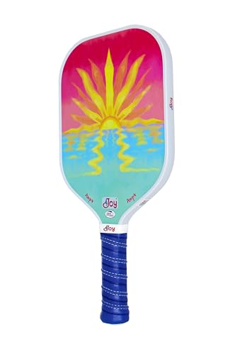 4Joy AMP4 Pickleball Paddle – T700 Carbon Fiber, Lightweight 7.5 oz, Wide Face for Control, 14mm Core, Beginner to Low-Intermediate - USAP Approved - style: Sunset