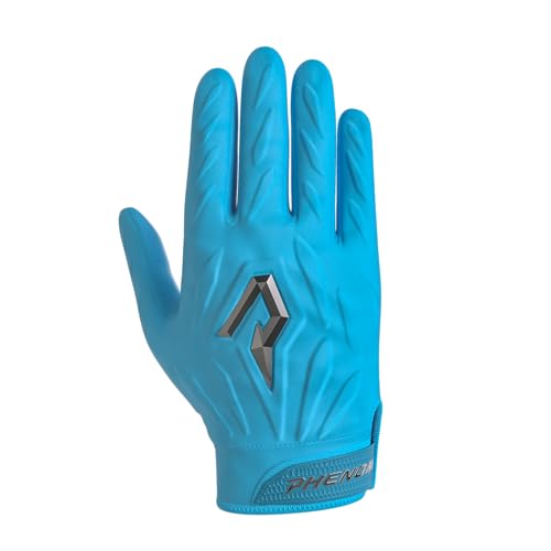 Phenom Elite Quantum Fierce Padded Football Gloves – Team Color | Lightweight, Protective Receiver Gloves for Kids - color: Columbia Blue, size: Youth Medium