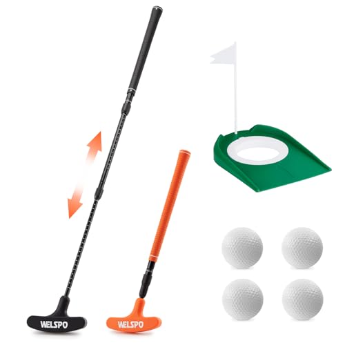 WELSPO Golf Putters for Men and Women Two-Way Kids Putter Mini Golf Putter with 2 Golf Putters, 4 Golf Balls for Right or Left Handed, Adjustable Length Golf Putter for Children, Teenagers and Adults
