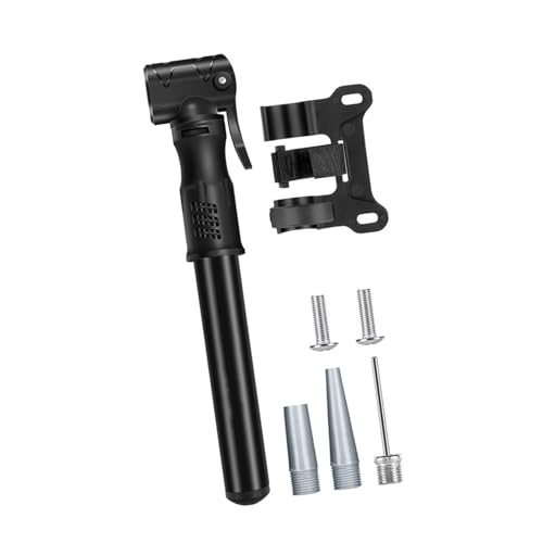 Mini Bike Pump Portable Frame Pump, High Pressure Shock Pump for Bike Shock, Air Ball Pump Inflator with Ball Pump Needles, Mini Pump Fits Standard Presta & Schrader - color: Black