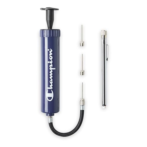 Champion Replacement Ball Pump with Metal Inflation Replacement Needles for Sports Balls with Compact Case, Compatible with Most Pumps for Basketball, Soccer, Football, Volleyball & Yoga Balls - color: Medieval Blue/Black, style: Classic