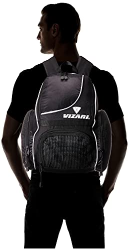 Vizari Solano Soccer Backpack With Ball Compartment and Vented Ball Pocket and Mesh Side Cargo Pockets for Adults and Teens - color: Black