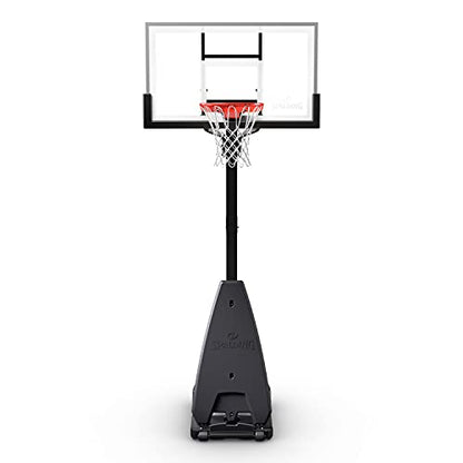 Spalding Ultimate Hybrid Portable Basketball Hoop | Adjustable Height from 7.5' to 10' in Infinite Increments | Arena Slam Breakaway Rim - color: 54" - Glass Backboard - Black