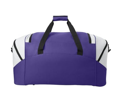 Personalized Large Duffel Bag, Football, Soccer, Basketball, Baseball Duffle Bag, Athlete Gift, Sport Bag, Embroidered Name, Purple/Grey - color: Purple/Grey