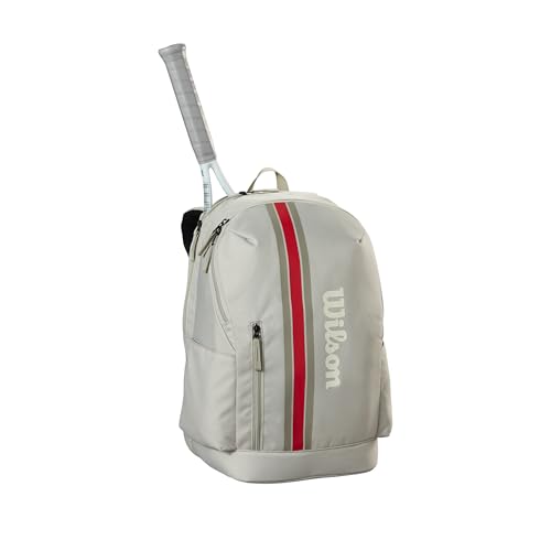 WILSON 2025 Team Tennis Racket Bags - color: Oats/Red, size: Holds up to 2 Rackets