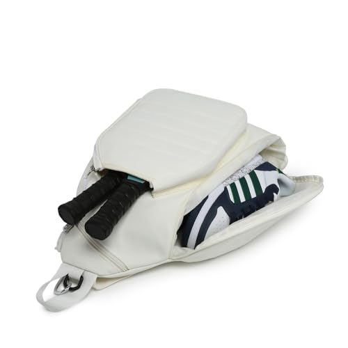 Sling Bag Crossbody Backpack for Pickleball Paddle Tennis Racketball Travel for Men and Women, with Ice Bag 2PS - color: White