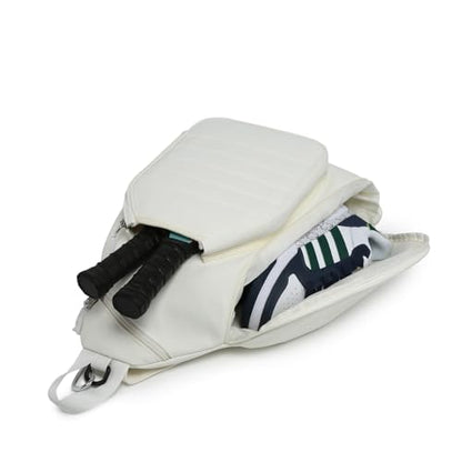 Sling Bag Crossbody Backpack for Pickleball Paddle Tennis Racketball Travel for Men and Women, with Ice Bag 2PS - color: White