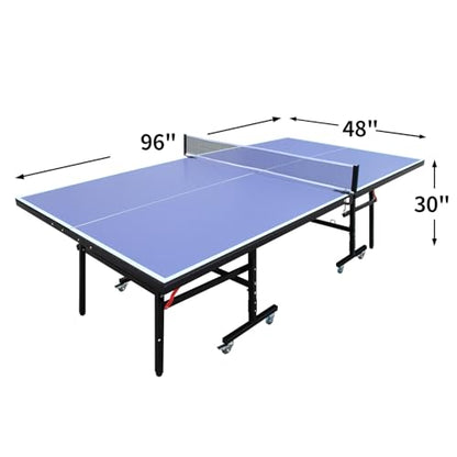 8ft Mid-Size Table Tennis Table Foldable & Portable Ping Pong Table Set for Indoor Games with Net, 2 Table Tennis Paddles and 3 Balls - style: Upgrade thicken legs