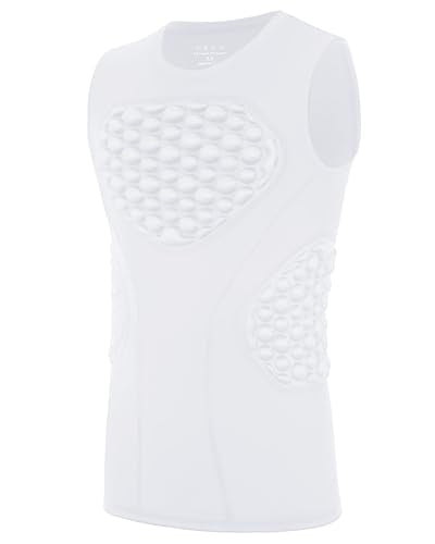 Youth Football Baseball Padded Compression Shirt Boys Chest Protector Heart Sternum Rib Guard for Softball Lacrosse - color: White, size: Large